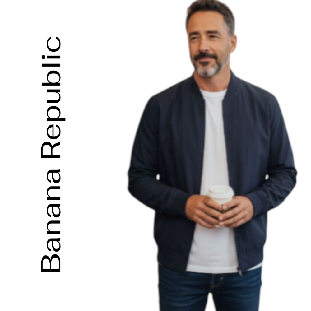 Men's | Banana Republic |  Bomber Jacket  Windbreaker Water Repellent | Blue XXL